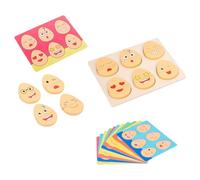 ibasenice Educational Wooden Expression Matching Puzzle Building Blocks Set for - Interactive Early Learning for ’ Cognitive Development and Emotional Recognition