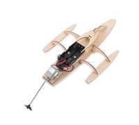 ibasenice Electric-Powered Wooden Trihull Model Ship Kit for Adults Challenging DIY Puzzle Boat for Outdoor and Indoor Water Play Educational Buildable Science for Family Bonding and Stem