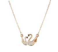ibasenice Elegant Double Swan Shape Pendant Necklace for Women Lightweight Alloy Chain Jewelry Simple Fashion Temperament Neck Decor Gift for Anniversaries and Birthdays