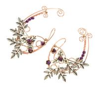 ibasenice Elegant Rose Gold Leaf Ear Non-piercing Lightweight Clip Earrings for Women and Teens Handmade Fairy Style Hanging Jewelry for Daily Wear and Birthday