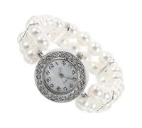 ibasenice Elegant White Pearl Watch Bracelet for Women with Scratch Resistant and Elastic Fit Design, for Christmas Parties and Vintage Fashion Accessories