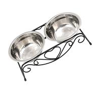 ibasenice Elevated Pet Bowls with Stainless Steel Dog Bowls and Iron Stand Comfortable Feeding Experience Reduces Neck Burden for Easy Cleaning for Cats and Dogs
