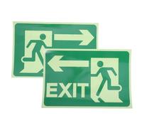 ibasenice Exit Sign Stickers Directional Safety Signs Glow the Dark 2 Sheets with Polyethylene Reflective Film, High Durability and Fadeproof for Public Places and Office Buildings