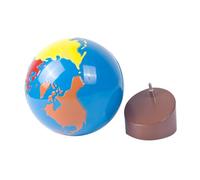 ibasenice Eye-care World Globe with Wooden Base Educational Geography Learning Prop for Desktop Ornament for Early Childhood Development