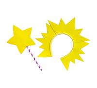 ibasenice Fairy Star Wand and Sun Headband Set for - 2pcs Party Dress Up Accessories for Cosplay, Birthday, Festival - Short Fairy Wand with Sun Hairband for