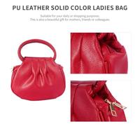 ibasenice Fashion PU Mini Handbag for Women Rose Red Solid Color Coin Wallet with Zipper and Buckle Clutch Bag for Shopping and Daily Use