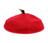 ibasenice Fashionable French Beret Hat for Women Warm Autumn Beanie with Cute Leaf Detail Classic Vintage Style Cap Versatile Artist Hat for Casual and Formal Wear Red