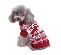 ibasenice Festive Sweater Pet Christmas Knitting Dog Warm Polyester Clothes Easy Wash Printing Winter Coat for Puppy Festival