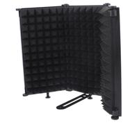 ibasenice Foldable 3-panel Microphone Sound Filter with Multi-layer Noise Reduction System, Adjustable Angle, Eva Sponge and Iron Material, Oval Small Holes, Black, for Recording Studios