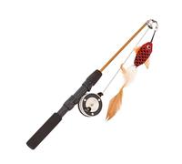 ibasenice Funny Cat Stick Fishing Rod with Fish Shape and Lightweight Cloth Material Interactive Cat Teaser a Pet Random Color