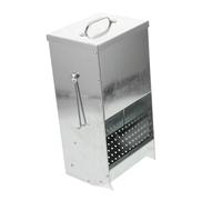 ibasenice Galvanized Metal Rabbit Feeder with Magnetic Lid and Dual Hooks Outdoor Small Animal Hay Trough for Chickens Ducks Turkeys Versatile Cage Food Dispenser for Clean and Feeding