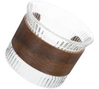 ibasenice Glass Coffee Mug with Wooden Ring Insulated Milk Cup Stylish Design Practical Beverage Cup Easy to Clean for Storing Breakfast