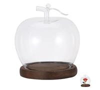ibasenice Glass Display Dome with Wood Base, 6.3 Inch Clear Cloche Bell Jar Decorative Case for Preserved Flowers, Succulents, Fairy Lights, Collectibles, Valentine's Day Gift Showcase