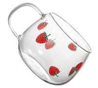 ibasenice Glass Mug Strawberry Pattern 350Ml High Borosilicate Glass with Handle for Hot and Cold Drinks Office and Café Use