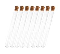 ibasenice Glass Test Tubes Easy to Clean and Sturdy with Wood Cork Stoppers 8pcs round Bottom Sample Tubes for Experiment Equipment for Home and Practical Exercises