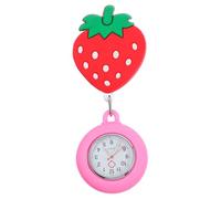 ibasenice Glow Silicone Nurse Watch Stretchable Pocket Watch with Strawberry Design for Medical Staff Women Nurses Doctors