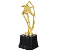 ibasenice Golden 20.5cm Plastic Bowling Trophy with Hollow out Star Design, Award Ceremony Trophy with Base for Sports Banquets and Ceremony Appreciation