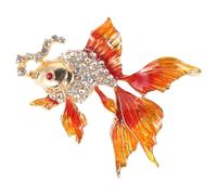 ibasenice Goldfish Brooch Pin Rhinestone Decorative Suit Accessory for Women Bubble Blowing Fish Design Elegant Lapel Pin for Sweaters Dresses Scarves and Coats