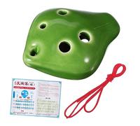 ibasenice Green Mini Ceramic Ocarina Instrument with 6 Holes and Short Mouth, Easy to Learn Beginner Music Toy, Compact and Portable with Lanyard, Shaped a Strawberry for Practice