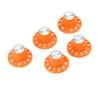 ibasenice Guitar Electric Guitar Bass Potentiometer Caps with Scale Volume Control Knobs Orange Plastic 5pcs Anti-corrosive for Musical Instruments Accessories