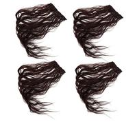 ibasenice Hair Natural and Face-flattering with Waves Volume, Boost 4pcs Clip-in Wavy Extensions for Synthetic Curly Hairpiece Dark Brown Invisible Hair Topper Women for Parties