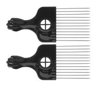 ibasenice Hair Pick Comb Styling Hair Combs with Amber Handle and Steel Needle 2pcs for Comfortable Combing and Blood Circulation Brown for Home and Salon Use
