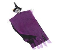 ibasenice Halloween Hanging Ghost Decoration Eerie Skeleton Design with Poses for Outdoor Front Porch and Garden Decor for Haunted House Parties Spooky Purple Robe