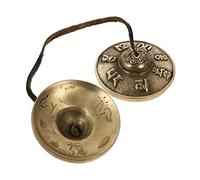 ibasenice Handcrafted Copper Meditation Cymbal Bell with Six-syllable Chant Engraving, Small Yoga Tingsha Bell for Mindfulness and Religious Ceremonies, Yoga Musical Instrument for Meditation Practice