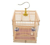 ibasenice Handmade Bamboo Budgie Cage with Removable Tray and Hanging Hook Carbonized Rectangular Birdcage for Parrots Lovebirds and Small Birds Stable Indoor Balcony Habitat