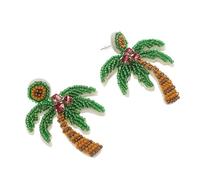 ibasenice Handmade Beaded Coconut Palm Tree Drop Earrings, Tropical Beach Holiday Accessories, Summer Vacation Jewelry for Hawaii Beach Party