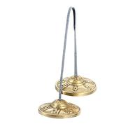 ibasenice Handmade Nepalese Mini Cymbals Bell Small Brass Six-Word Chant Pattern Lightweight Yoga Meditation Percussion Instrument Portable Musical Performance Prop