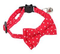 ibasenice Handmade Red Pet Dog Bow Tie Collar with Bell Adjustable Small Dog Collar Bowtie Costume Accessory and Cats