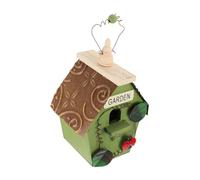 ibasenice Handmade Rustic Bird House with Green Roof Outdoor Hanging Bird Nest Shelter for Garden Protective Hideaway Against Predators and Weather Charming Natural for Porch
