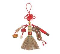 ibasenice Hanging Crib Broom Pendant Mini Chinese Vintage Amulet Feng Shui Coins Knot Keepsake for Newborn Decoration