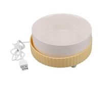 ibasenice Heated Cat Water Bowl 350Ml with USB Power, Thermostatic Pet Drinking Feeder for Indoor Winter Use, Yellow Base Heated Pet Bowl for Cats and Small Dogs