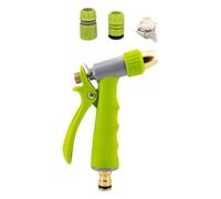 ibasenice Heavy Duty Garden Hose Nozzle Spray Gun with Copper Plating, Multi-Functional Water Hose Nozzle for Showering Pets and Cleaning Walkways, Green Outdoor Watering Equipment