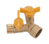 ibasenice Heavy Duty Y-Shaped Brass Gas Valve with Polished Surface, Three-Way 3-Port Ball Valve Featuring Flat Handle and Leak Prevention for Kitchen Gas Pipe and Tight Hose Thread Manifold