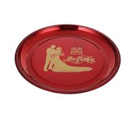 ibasenice Home Fruit Tray Wedding Round Tea Tray 12.6in Stainless Steel Fine Polishing Easy to Use Chinese Style Appearance for Wedding Party and Home Random Style