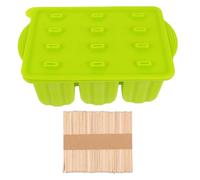 ibasenice Ice Cream Making Mold Silicone 12pcs with Wooden Sticks for DIY Treats at Home