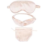 ibasenice Imitation Silk Sleeping Blindfold Set with Eye Mask, Headband and Storage Bag, Peach Color, Lightweight Sleep Eye Cover for Women, Travel and Relaxation