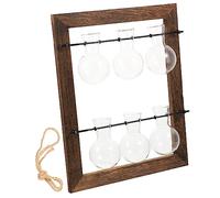 ibasenice Indoor Wall Mounted Vase Glass Plant Bottle Wood Stand Hydroponic Decor