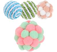 ibasenice Interactive Cat Scratcher Ball Set for Indoor Cats and Kittens, Plush and Sisal Material, Not Easy to Deform with Strong Stability, for Home and Pet Shops Use