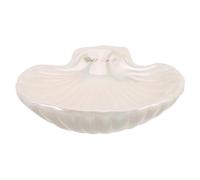 ibasenice Iridescent Ceramic Jewelry Dish Tray Seashell Ring Plate Organizer for Women Desktop Storage Multipurpose Elegant Trinket Holder with Smooth Texture