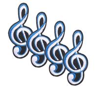 ibasenice Iron-on Embroidered Patches Cloth Material Music Note Shaped 4pcs Accessory to Hide Torn Spots for Clothes and Shoes for Jackets, Backpacks, and Hats