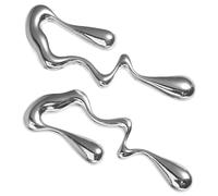 ibasenice Irregular Waterdrop Earrings for Women Geometric Chunky Zinc Alloy Drop Jewelry Lightweight Abstract Design for Casual and Formal Occasions Silver Tone Statement Accessories