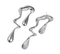 ibasenice Irregular Waterdrop Zinc Alloy Earrings for Women Artistic Abstract Dangle Jewelry Minimalist Creative Design Statement Gift for Christmas Birthday