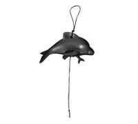 ibasenice Japanese Cast Iron Dolphin Wind Chime Metal Wind Chime for Outdoor Meditation 15.72x4.13x1.77in Vintage Black Soothing Bell Sound Calming Atmosphere Balcony Hanging Decor