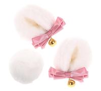 ibasenice Kawaii Bear Ears Hair Clips and Tail Set for Cosplay Festival Parties Adorable Animal Costume Accessories with Bow for Halloween Christmas and Fancy Dress Events
