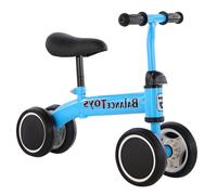 ibasenice Kids Balance Bike 4 Wheels Adjustable Height Lightweight Blue Easy to Ride Suitable for Toddlers Learning to Walk