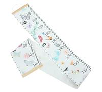 ibasenice Kids Growth Chart Wall Hanging Height Wall Ruler with Wooden Frame and Canvas Paper Butterfly Printing Design White No Fading Easy to Hang for Room Decoration